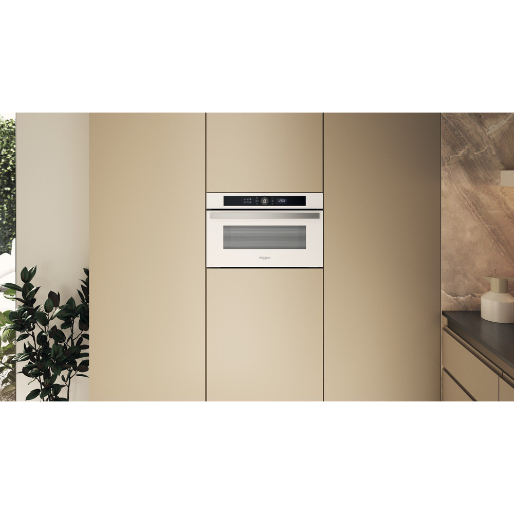 Whirlpool Micro-ondas Encastre WMD44MW Branco Eletrónico 31 MO + Função Grill 1000 Lifestyle frontal