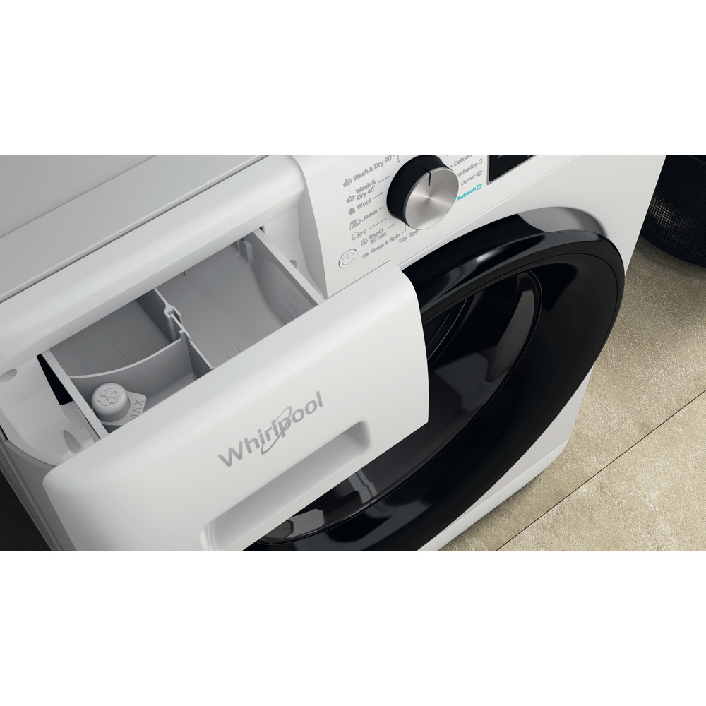 Whirlpool Práčka so sušičkou Voľne stojace FFWDD 1076258 BV EU Biela Spredu plnená Drawer