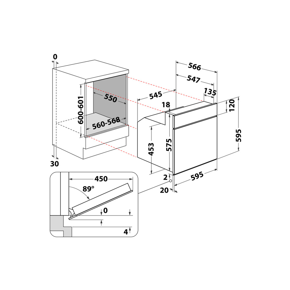 Bauknecht Einbauherd/Backofen Einbaugerät HVK3 NN8F IN Elektrisch A Technical drawing