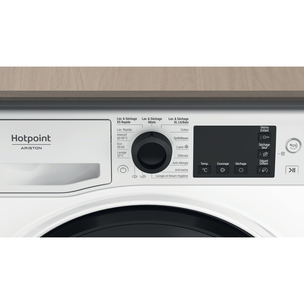 Hotpoint_Ariston Lavante-séchante Pose-libre NDB 9636 KA FR Blanc Lave-linge frontal Lifestyle control panel