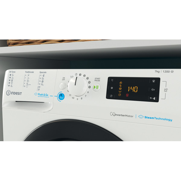 Indesit Perilica za rublje Samostojeći BWSE 71295X WBV EU Bijela Prednje punjenje B Lifestyle control panel