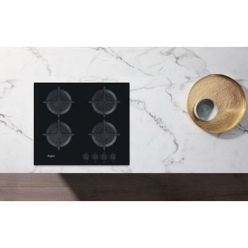Whirlpool Encimera GOB 616/NB Negro Gas Lifestyle frontal