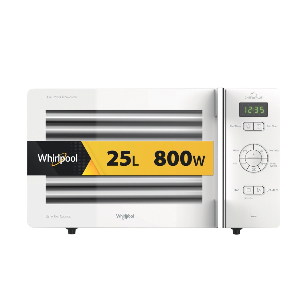 Whirlpool Mikrobølgeovn Frittstående MCP 345 WH Hvit Elektronisk 25 Mikro + grillfunksjon 800 Frontal