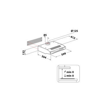 Whirlpool Páraelszívó Beépíthető WCN 65 FLK Fekete Wall-mounted Mechanikus Technical drawing