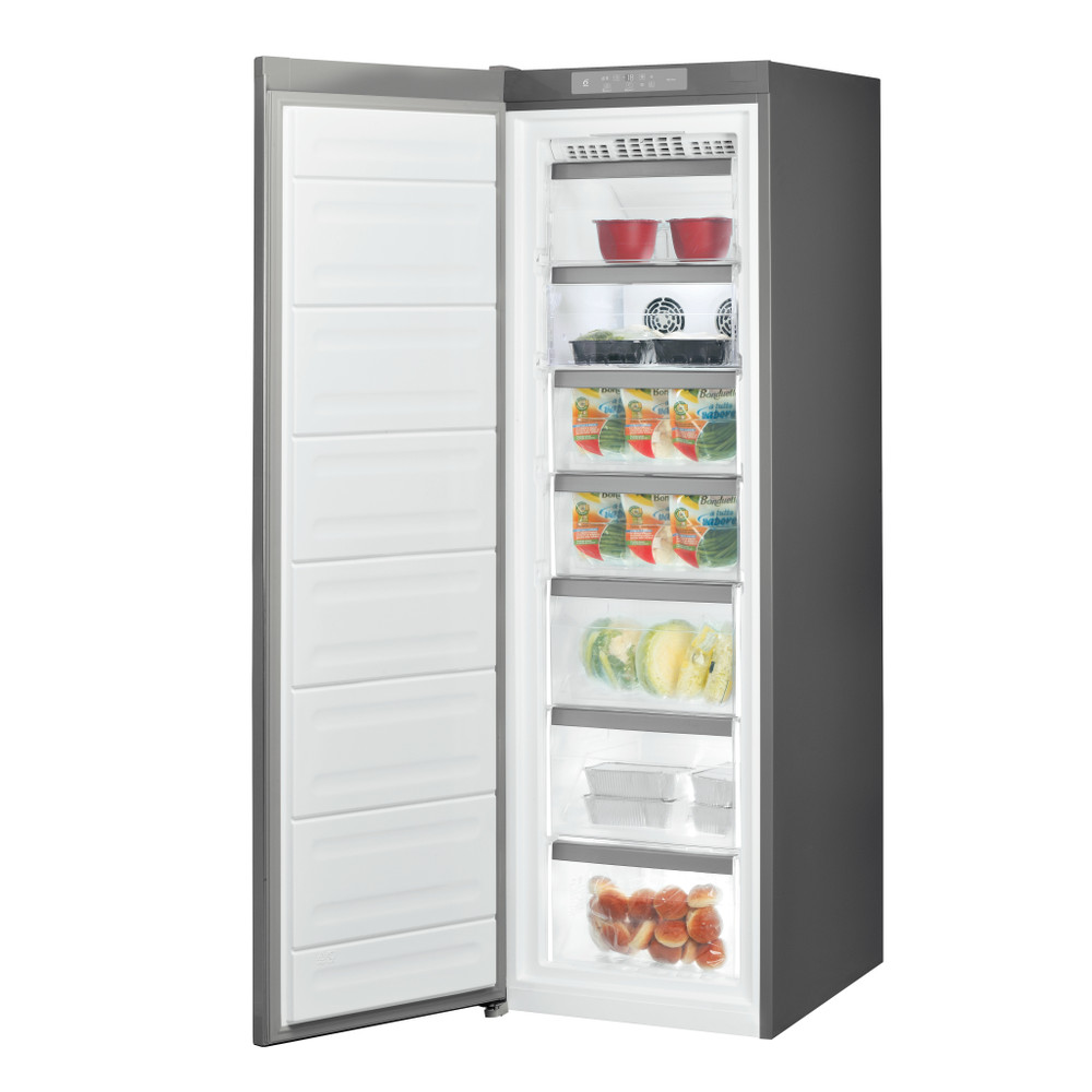 Whirlpool Freezer Freestanding UW8 F2C XLSB UK 2 Optic Inox Perspective open