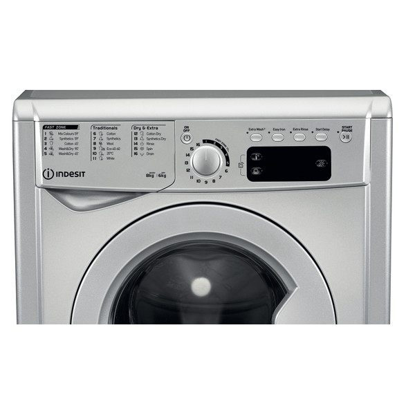 Indesit Washer dryer Free-standing EWDE 861483 S UK Silver Front loader Control panel