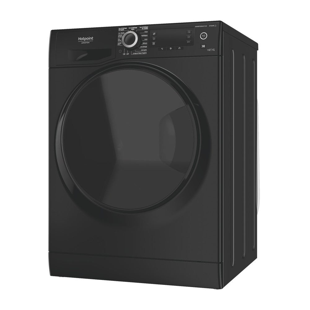 Hotpoint_Ariston Lavante-séchante Pose-libre NDD 117489 BDA FR Noir Lave-linge frontal Perspective