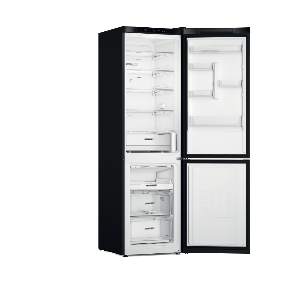 Whirlpool Hűtő/fagyasztó kombináció Szabadonálló W7X 93A K 1 Fekete 2 doors Perspective open