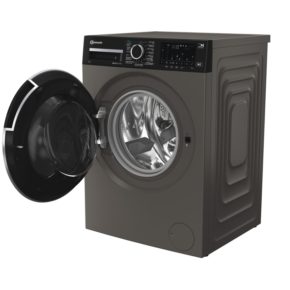 Bauknecht Lave-linge Appareil à pose libre BKWM8209 Manhattan Grey Chargeurs frontaux A Perspective open