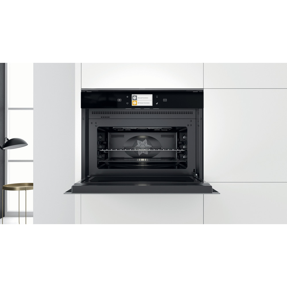 Whirlpool Mikrohullámú sütő Beépíthető W11I ME150 Sötét szürke Elektromos 40 Mikrohullám-Kombi 850 Lifestyle frontal open