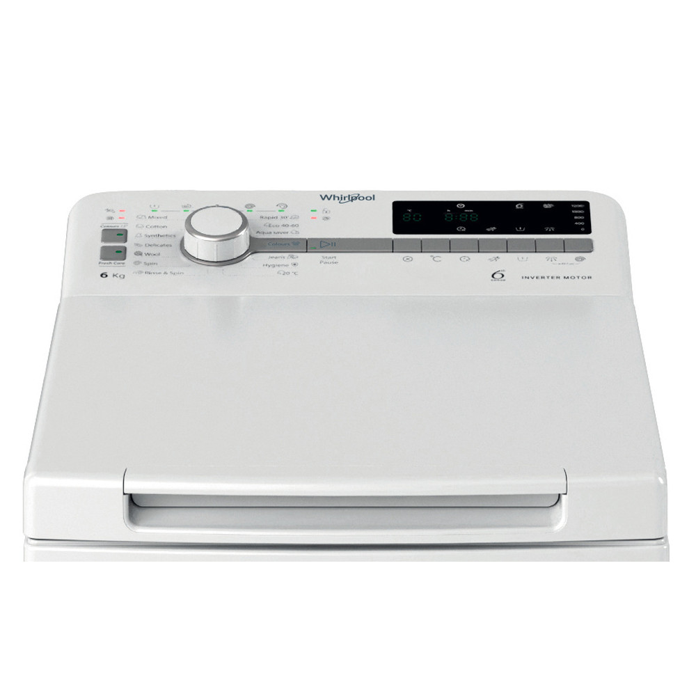 Whirlpool Vaskemaskin Frittstående TDLR 6261BS EU/N Hvit Top loader A Control panel