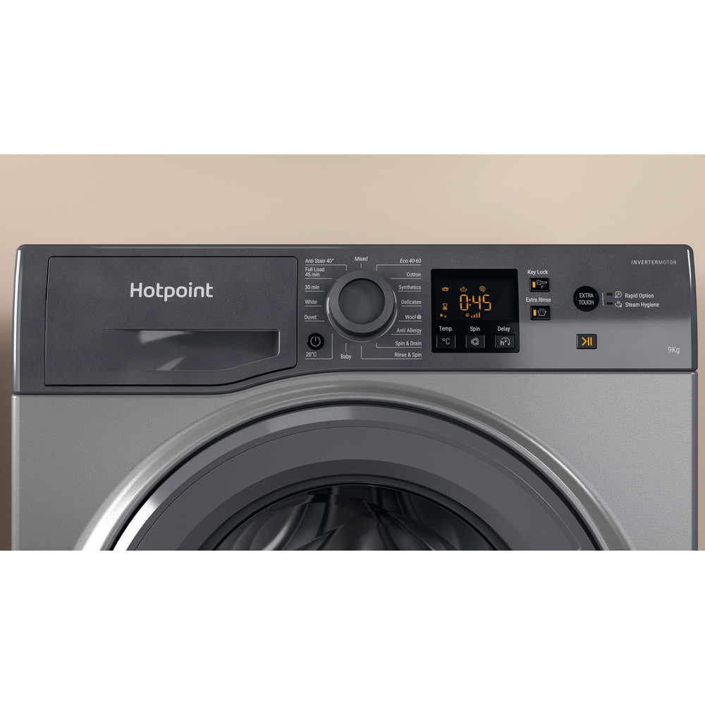 Hotpoint Washing machine Free-standing HNR9 W64 GG IRE Graphite Front loader A Lifestyle control panel