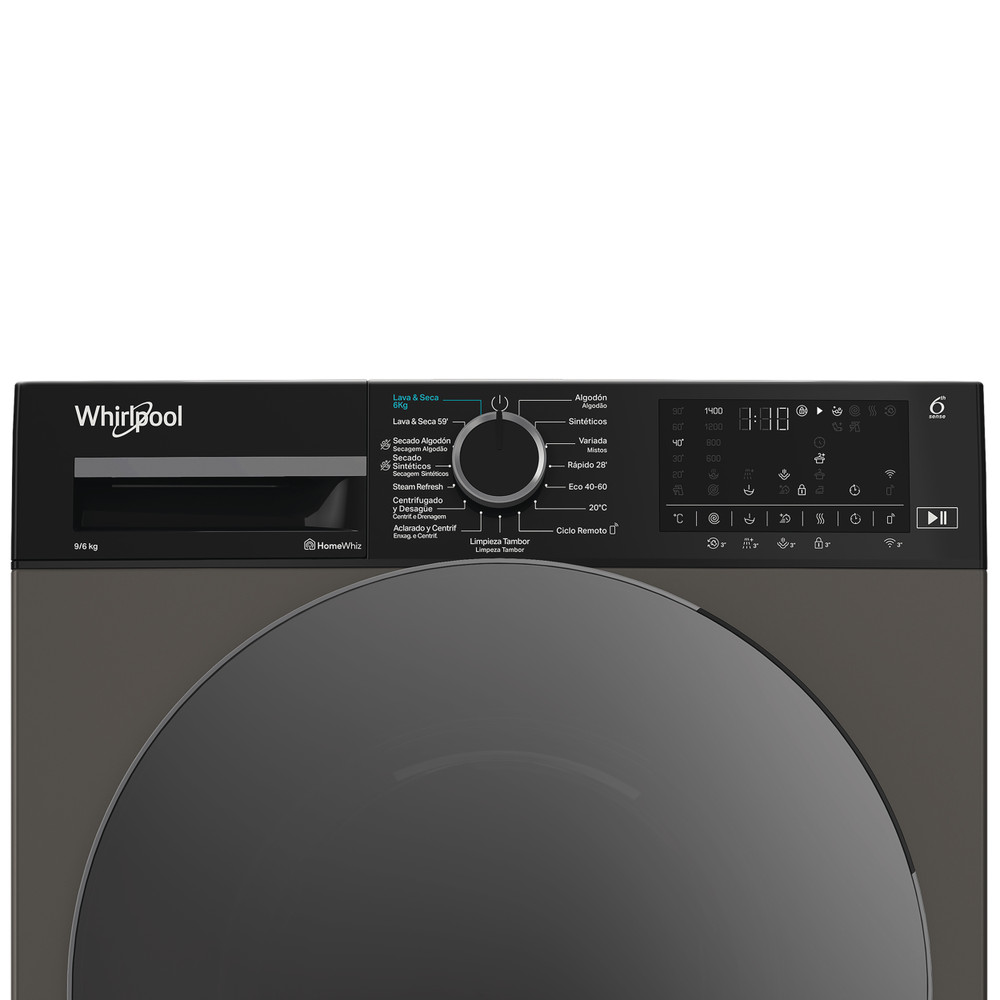 Whirlpool Lavadora secadora Libre instalación WAD 9636G SPT Manhattan Grey Cargador frontal Control panel