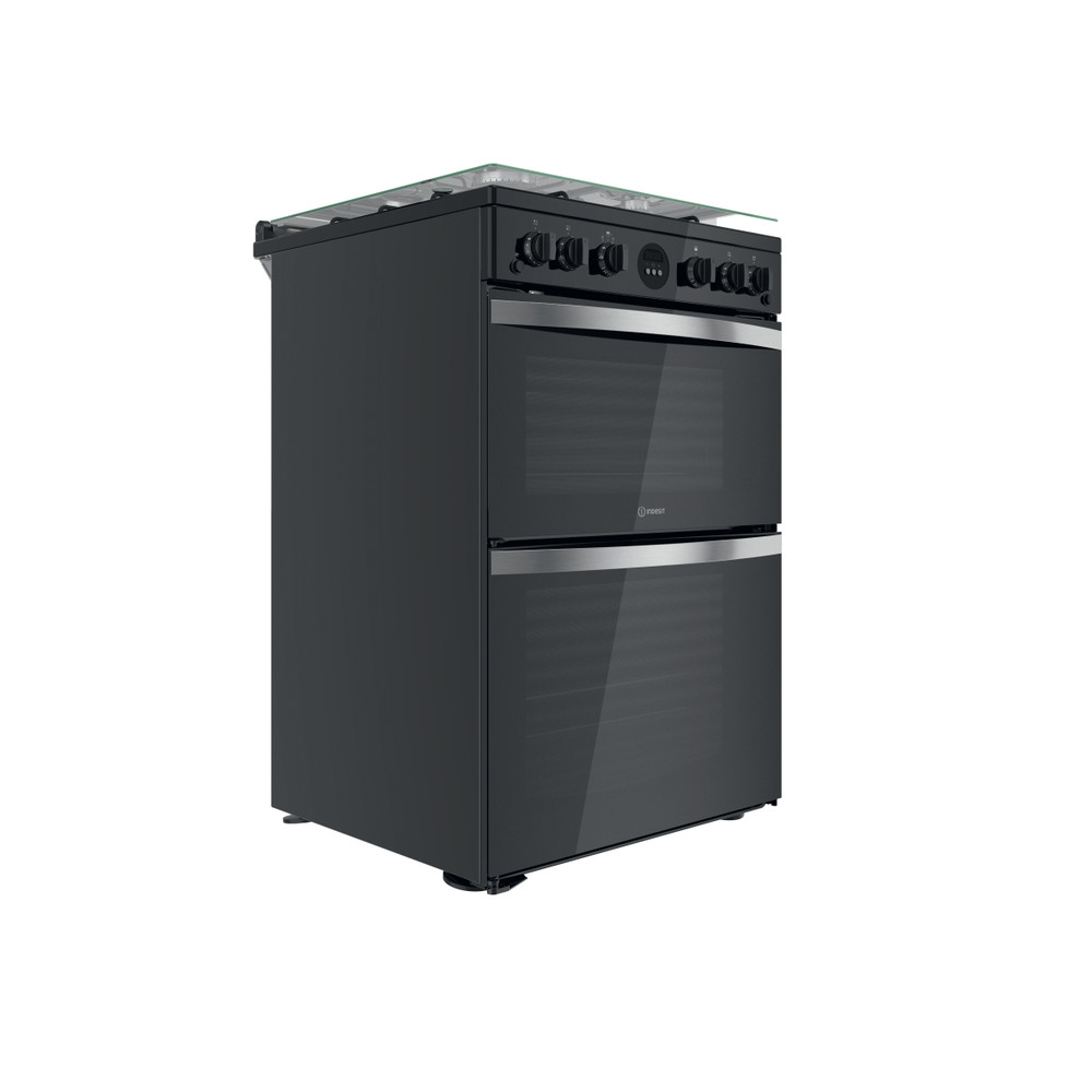 Indesit Double Cooker ID67G0MCB/UK Black A+ Perspective