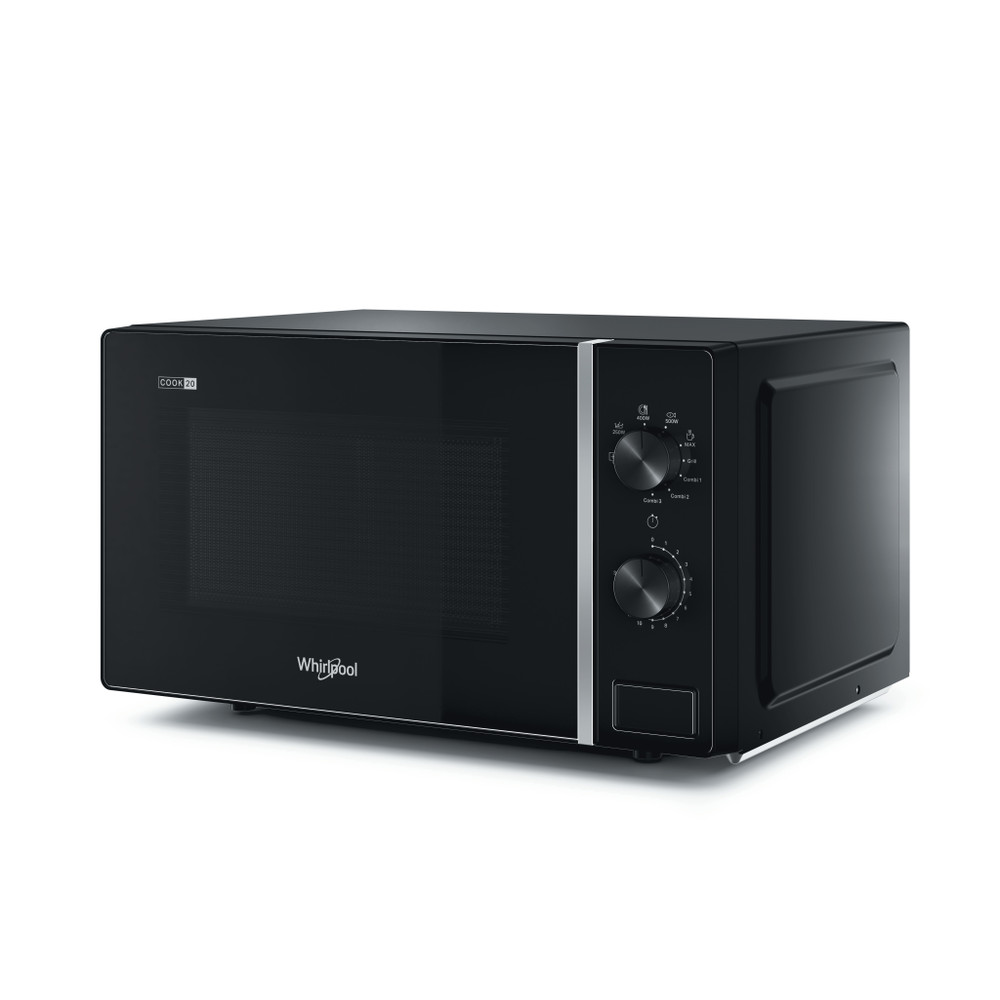Whirlpool Four à micro-ondes Pose-libre MWP 103 B Noir Mécanique 20 Micro-ondes + gril 700 Perspective