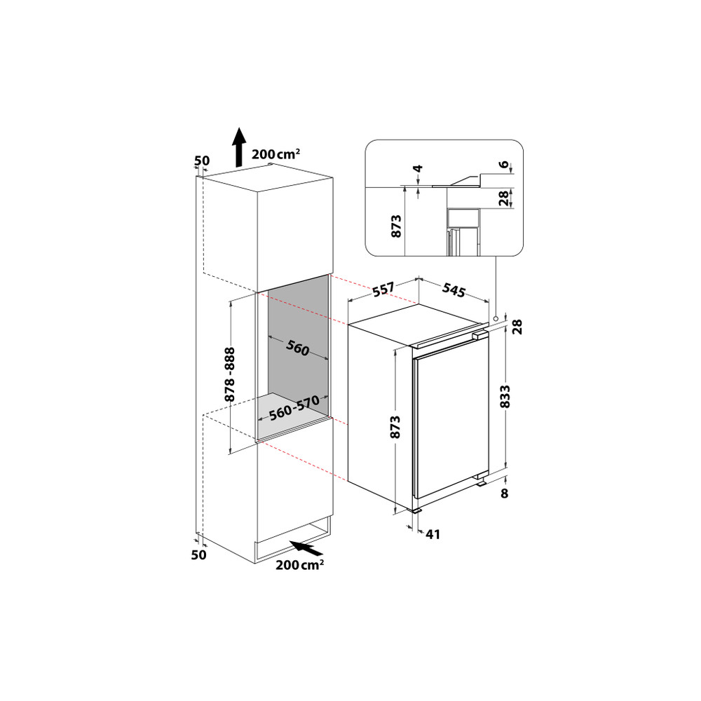 Bauknecht Raffredammento Apparechio incasso KRI 29512 Siderurgico Technical drawing