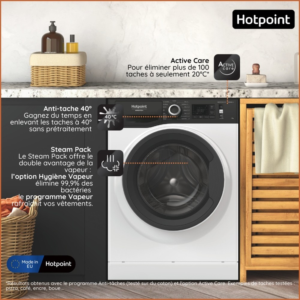 Hotpoint_Ariston Lave-linge Pose-libre CNWB 11489 WBMVA FR Blanc Lave-linge frontal A Lifestyle detail