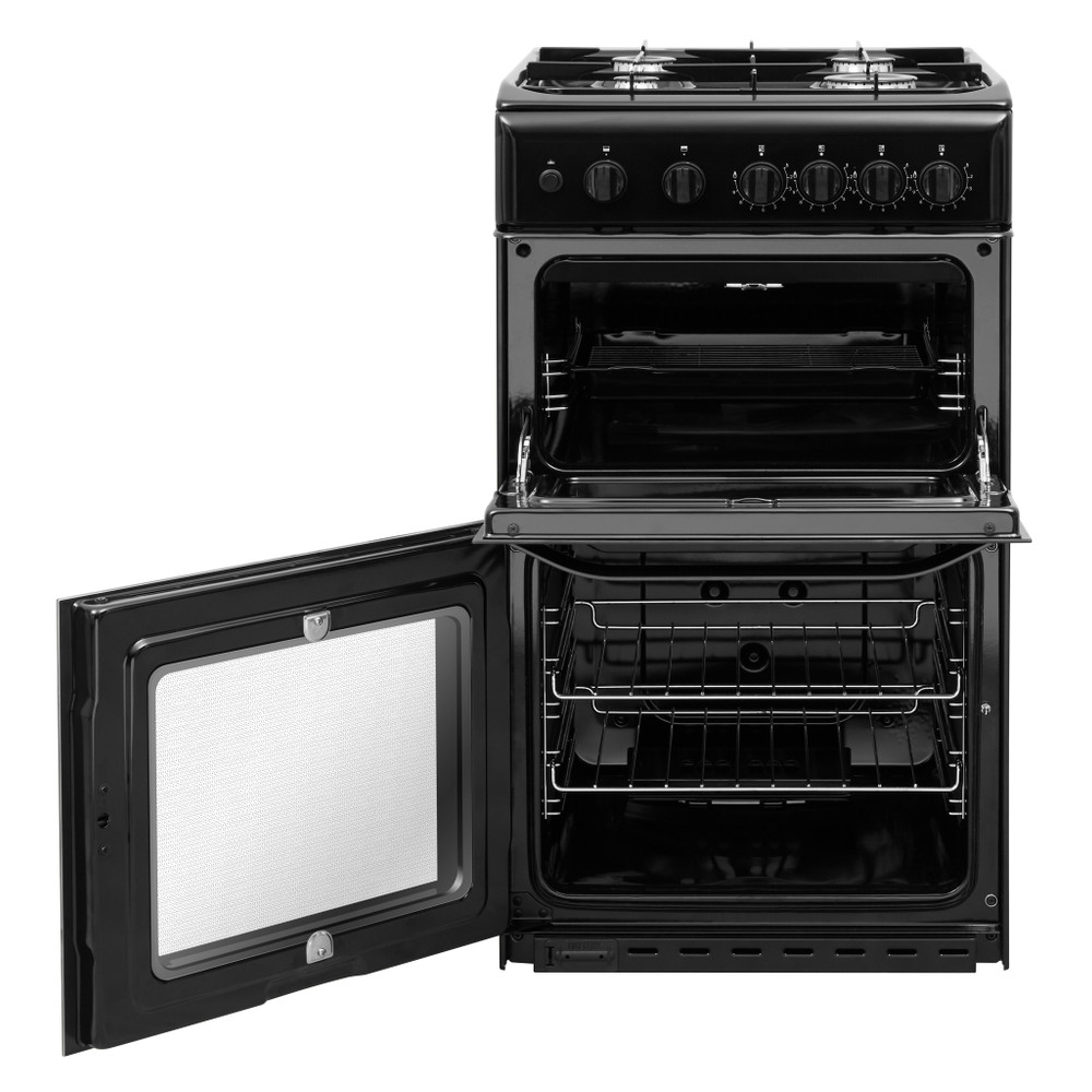 Hotpoint Double Cooker HD5G00KCB/UK Black A+ Enamelled Sheetmetal Frontal open