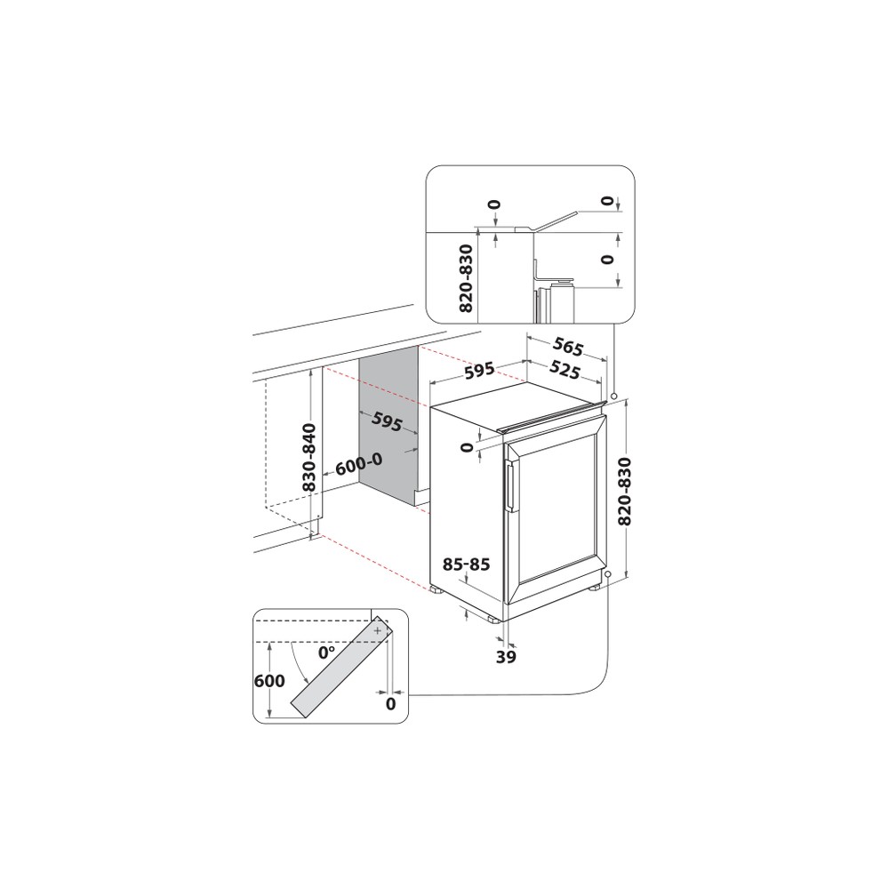 Whirlpool Vinotéka Vstavané WHWBU60D2B Čierna Technical drawing