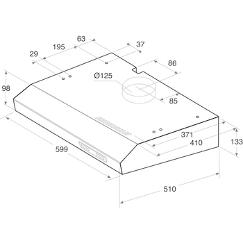 Indesit Exaustor Encastre ISLK 66 LS X Inox Livre Instalação Mecânico Technical drawing