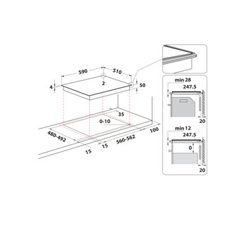 Whirlpool Placa WL B1160 BF Preto Induction vitroceramic Technical drawing