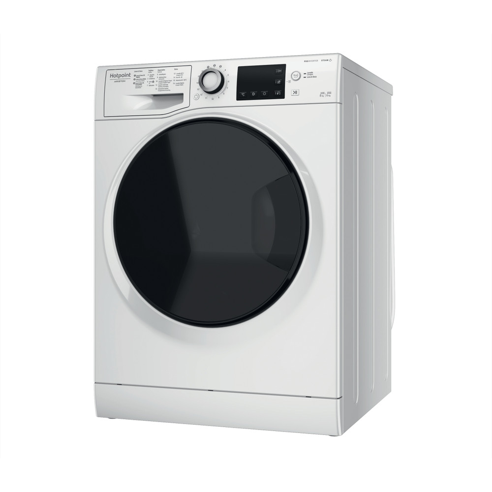 Hotpoint_Ariston Máquina de lavar e secar roupa Livre Instalação NDB 864489 WDA SPT Branco Carga Frontal Perspective