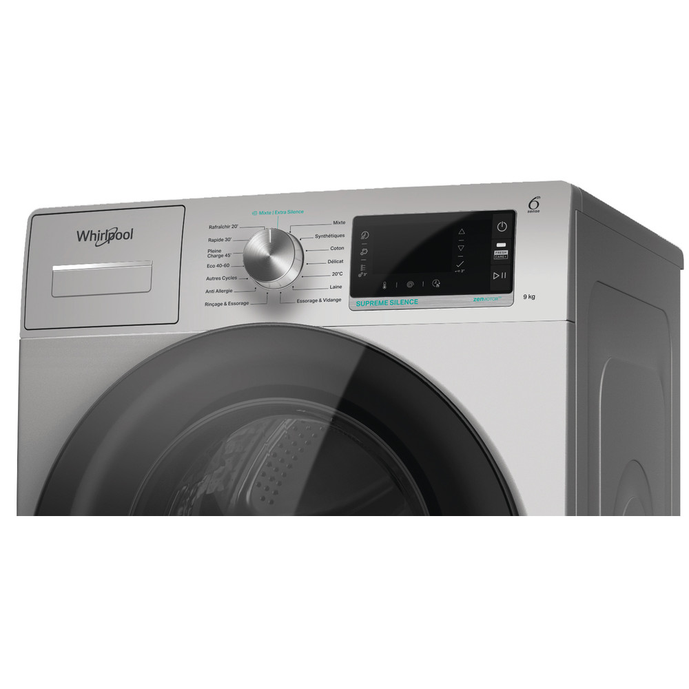 Whirlpool Lave-linge Pose-libre W6 W945SB FR Argent Front loader Control panel