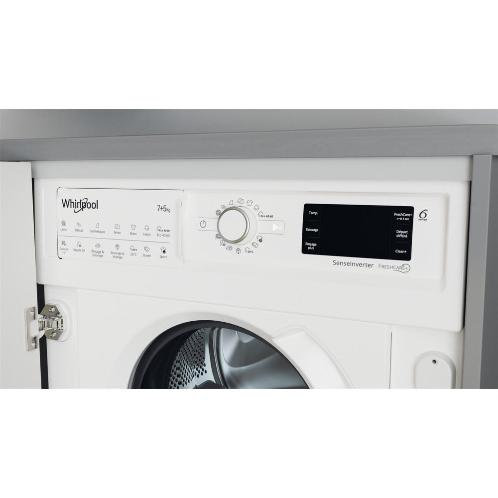 Whirlpool Mosó-szárító Beépíthető BI WDWG 751482 EU N Fehér Elöltöltős Lifestyle control panel