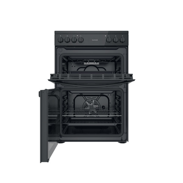 Indesit Double Cooker ID67V9KMB/UK Black A Frontal open