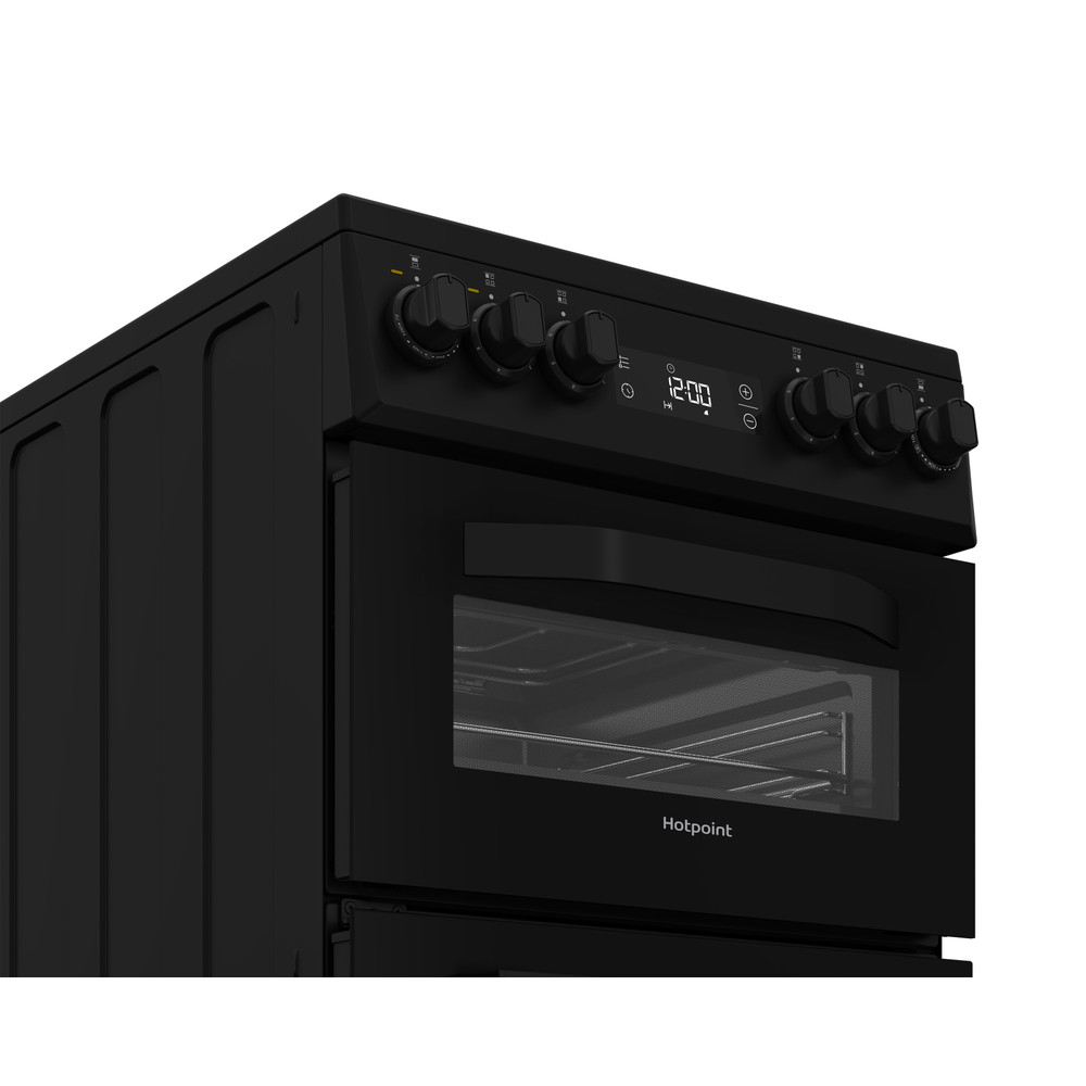 Hotpoint Double Cooker HDE5VDCB Black A Enamelled Sheetmetal Control panel