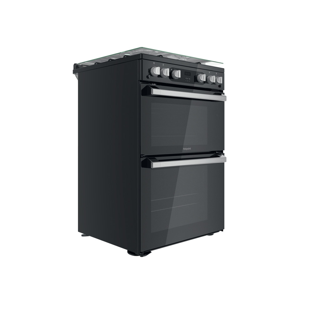 Hotpoint Double Cooker HDM67G0C2CB/UK Black A+ Perspective
