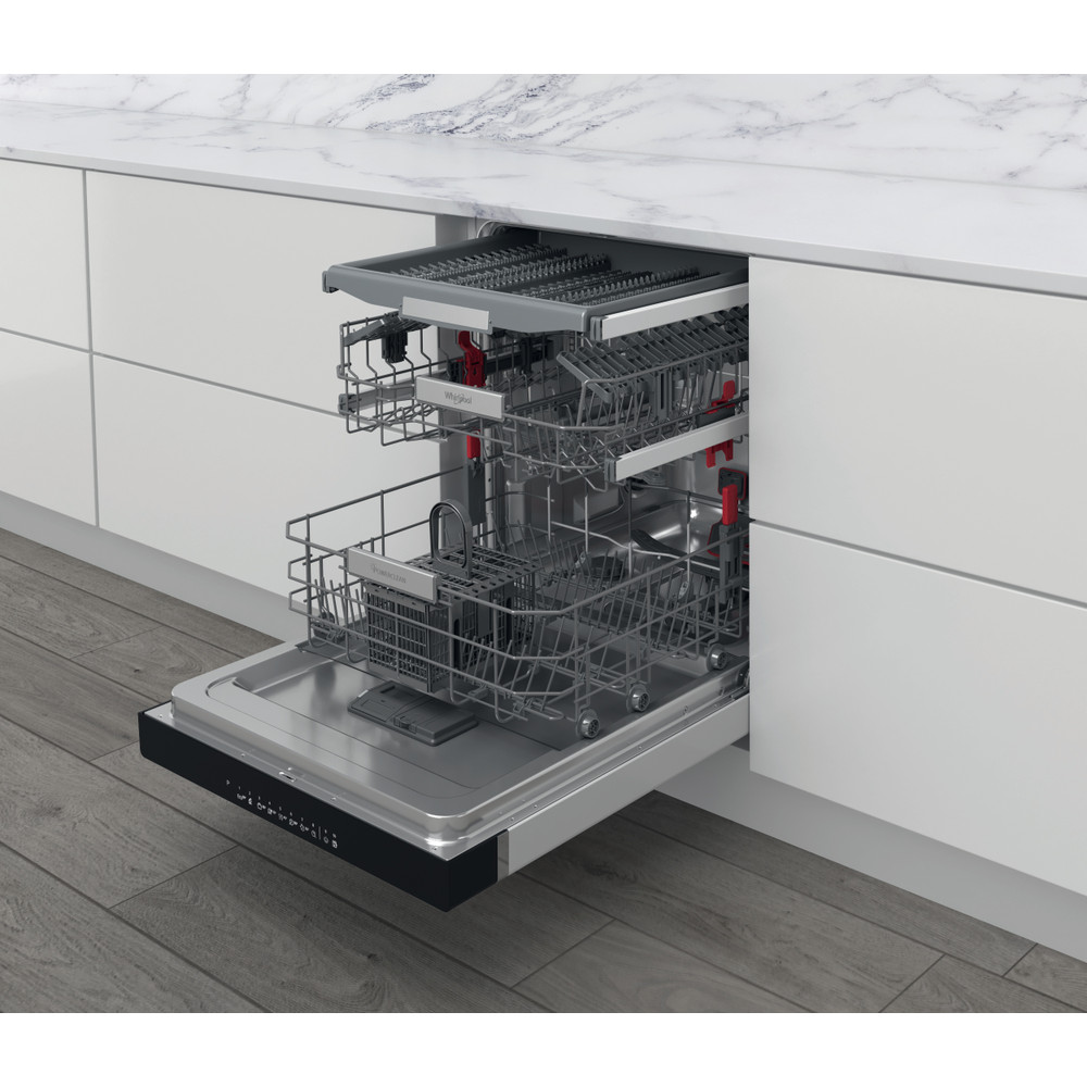 Whirlpool Diskmaskin Inbyggda WUO 3T333 PF Underbyggd D Perspective open