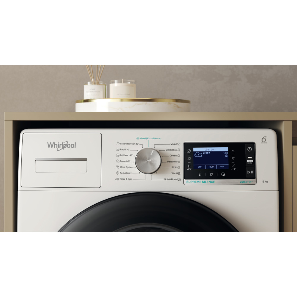 Whirlpool Maşină de spălat rufe Independent W6 98 SILENCE EE Alb Încărcare frontală A Control panel