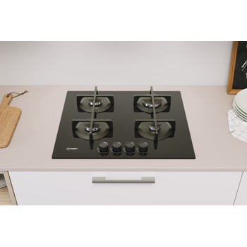 Indesit Placa ING 61T/BK 1 Preto Gás Lifestyle frontal top down