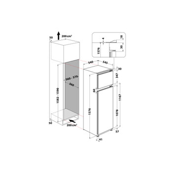 Whirlpool Combinado Encastre ART 364 62 Branco 2 doors Technical drawing