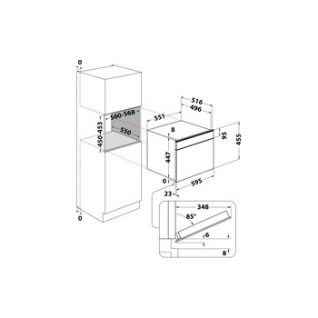 Whirlpool Sütő Beépíthető W11I MS180 Elektromos A Technical drawing