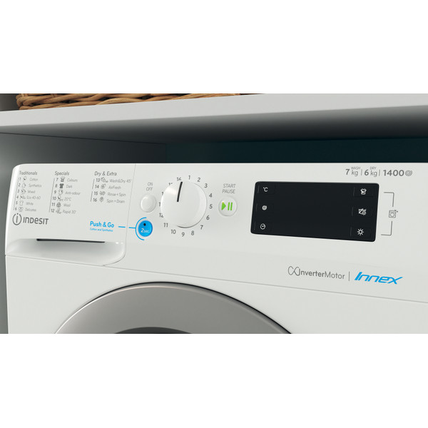 Indesit Perilica i sušilica Samostojeći BDE 761483X WS EE N Bijela Prednje punjenje Lifestyle control panel