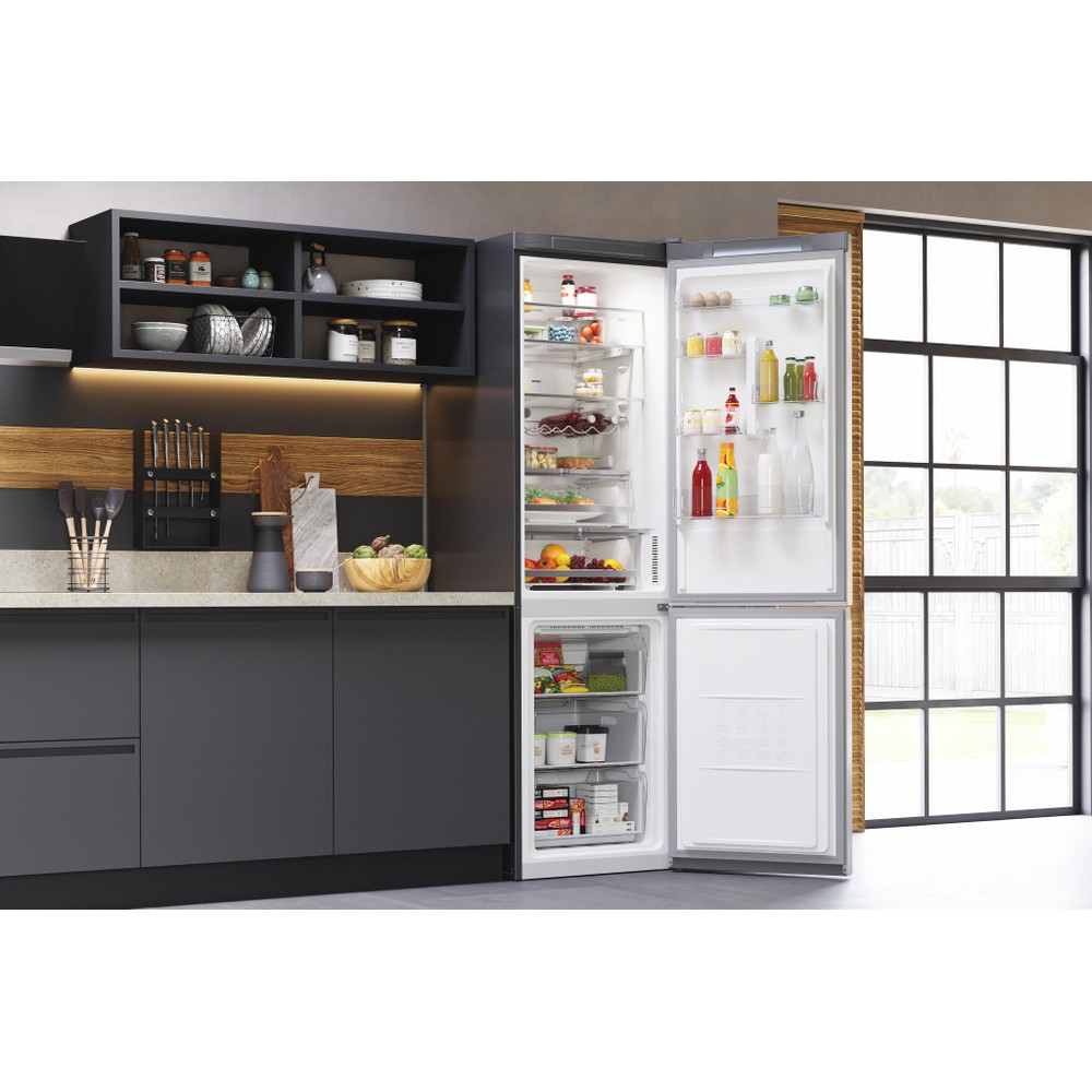 Hotpoint_Ariston Combinație frigider-congelator Neincorporabil HAFC9 TT43SX O3 Saturn Steel 2 doors Lifestyle perspective open