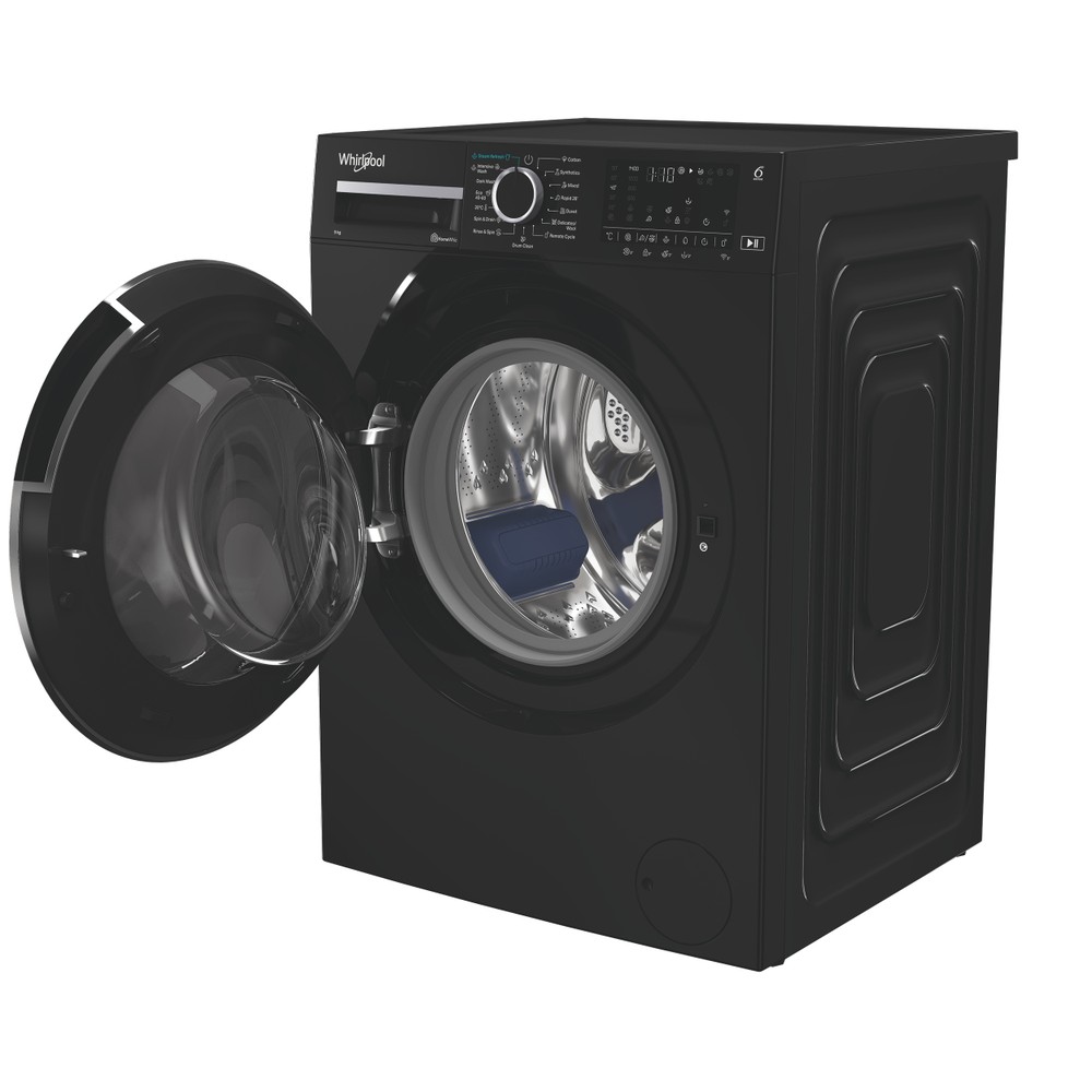 Whirlpool Maşină de spălat rufe Independent WAM 99BBC EE Negru Încărcare frontală A Perspective open
