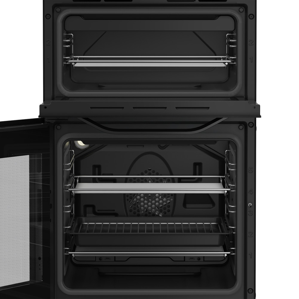 Hotpoint Double Cooker HDE5VDCB Black A Enamelled Sheetmetal Lifestyle frontal open