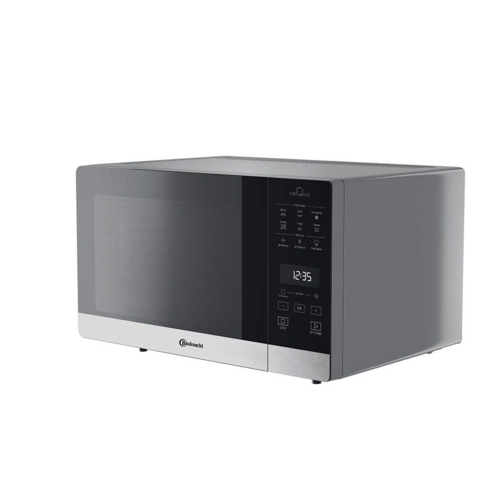 Bauknecht Mikrowelle Standgerät MW 49 SL CH Silber Elektronisch 25 Kombinationsbetrieb mit Mikrowelle 800 Perspective