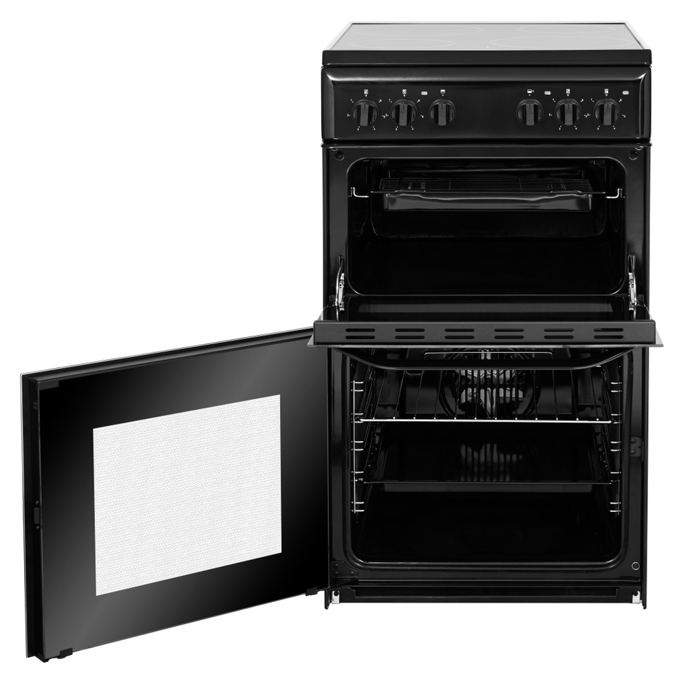 Hotpoint Double Cooker HD5V92KCB/UK Black A Vitroceramic Frontal open