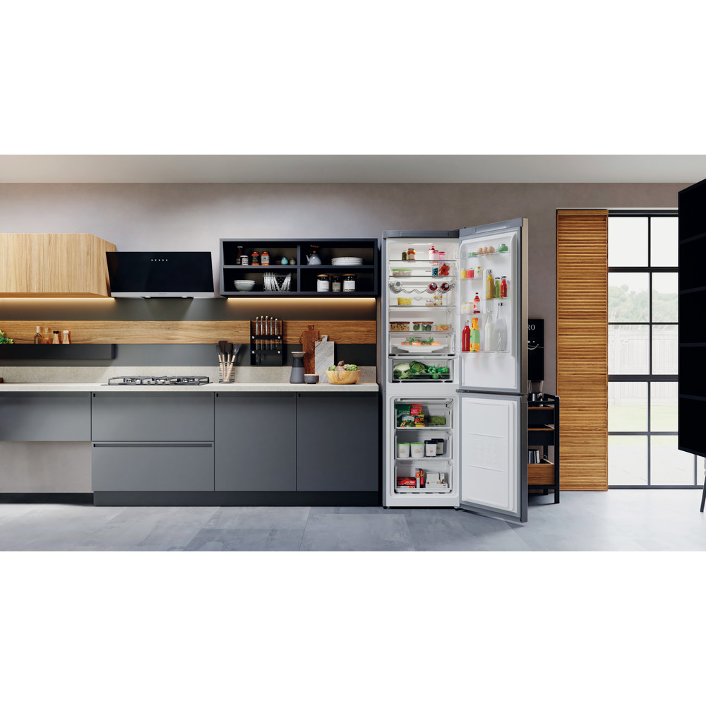 Hotpoint_Ariston Combiné Pose-libre HAFC9 TO32SX Saturn Steel 2 portes Lifestyle frontal open