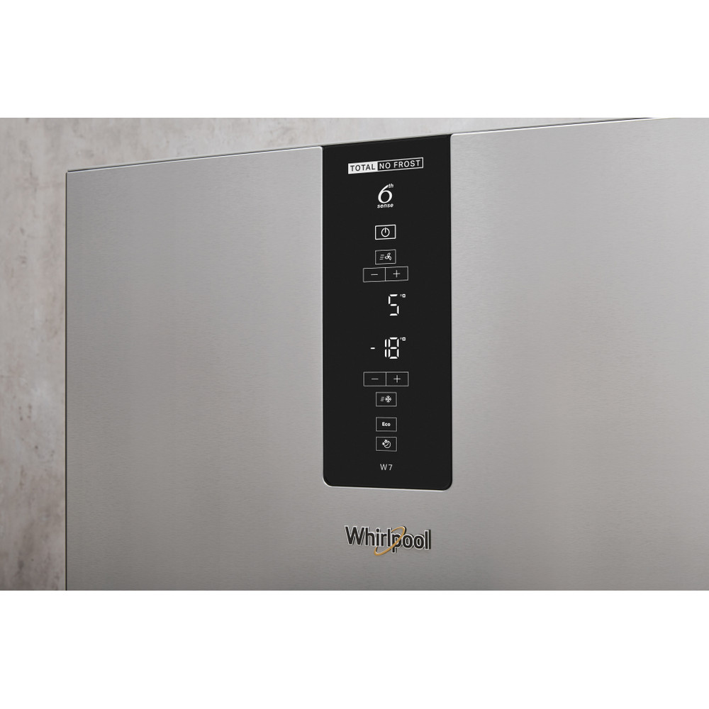 Whirlpool Hűtő/fagyasztó kombináció Szabadonálló W7 831T MX Fekete/Inox 2 doors Lifestyle control panel