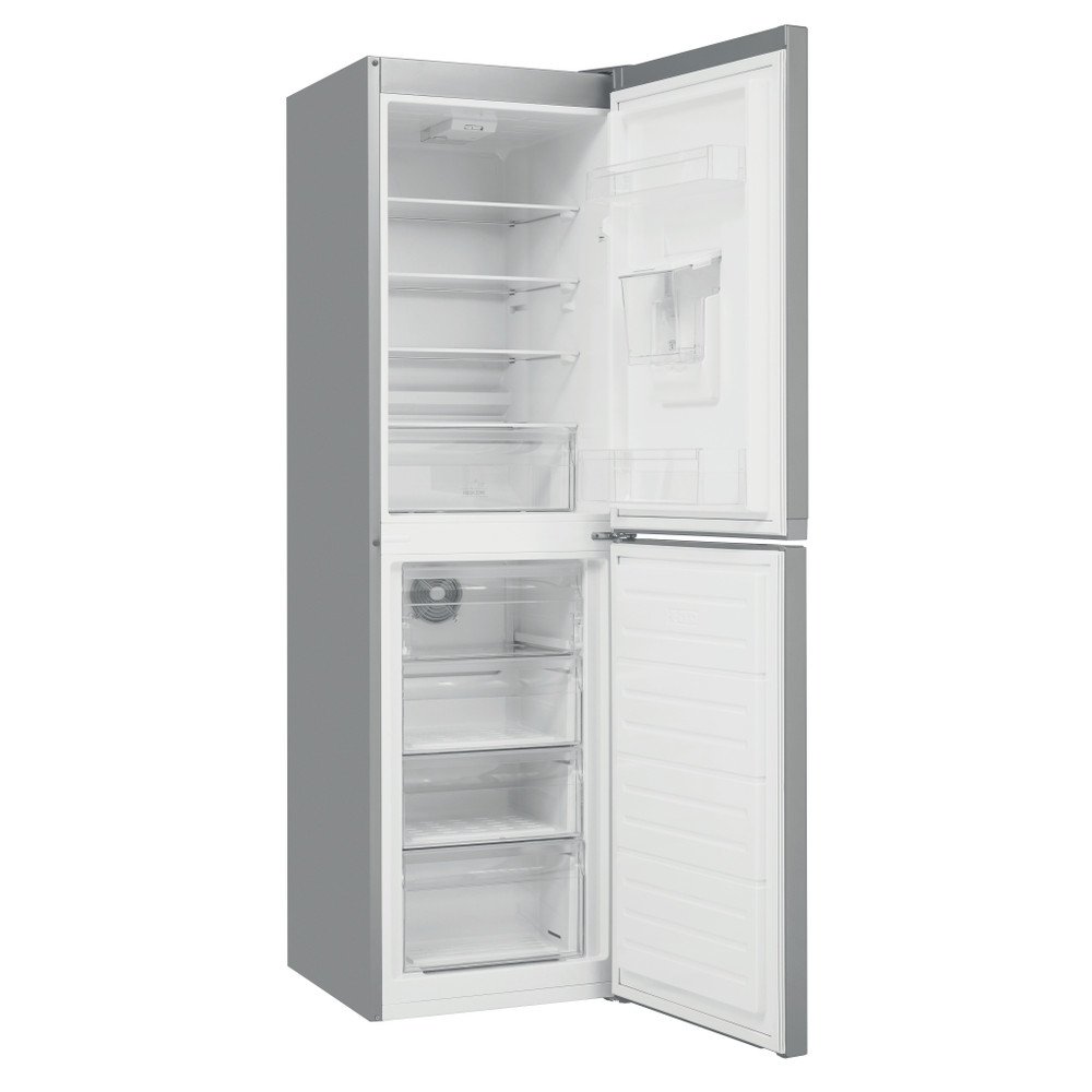 Hotpoint Fridge-Freezer Combination Free-standing HBNF 55182 S AQUA UK Silver 2 doors Perspective open