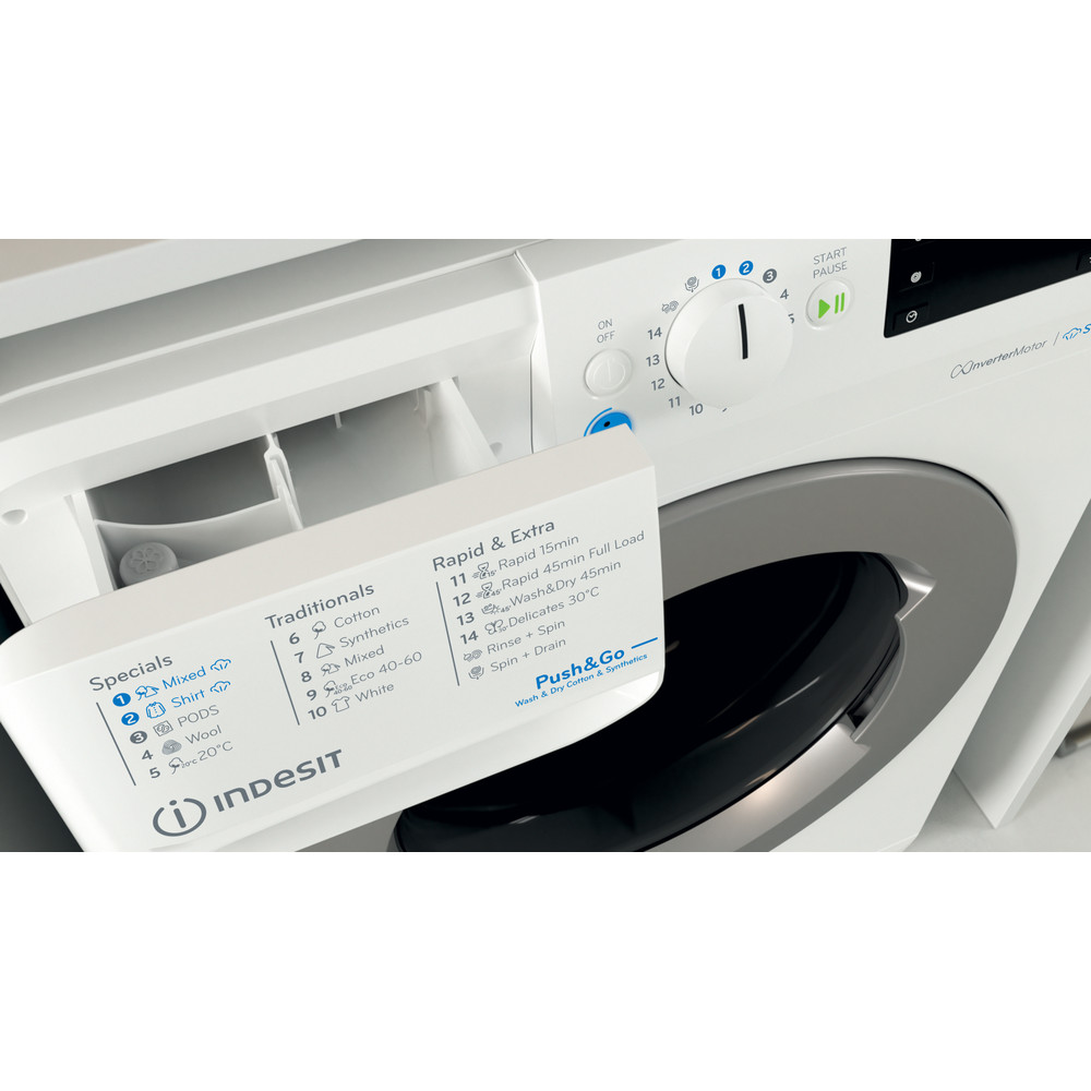 Indesit Πλυντήριο-στεγνωτήριο Ελεύθερο BDE 86436 WSV EE Λευκό Front loader Drawer