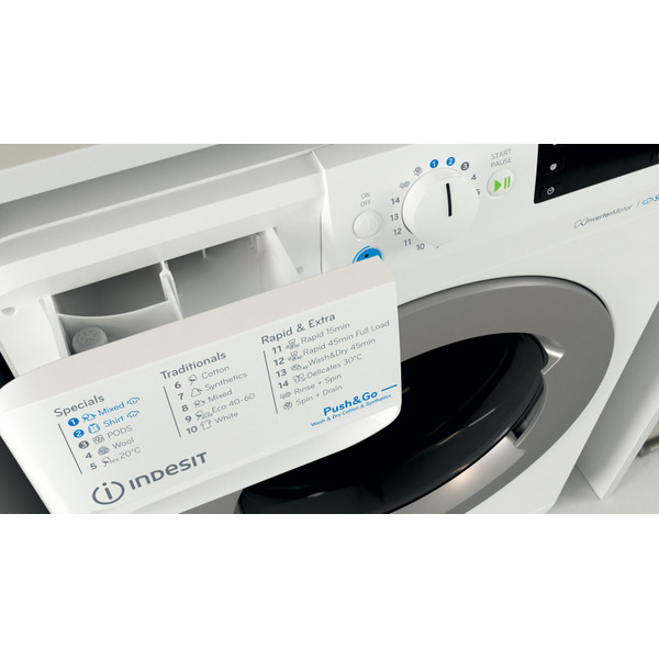Indesit Πλυντήριο-στεγνωτήριο Ελεύθερο BDE 86436 WSV EE Λευκό Front loader Drawer