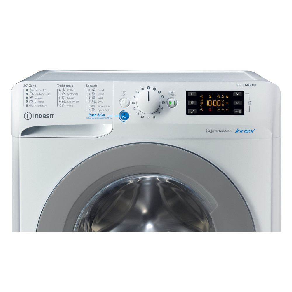 Indesit Perilica za rublje Samostojeći BWE 81485X WS EE N Bijela Prednje punjenje B Control panel