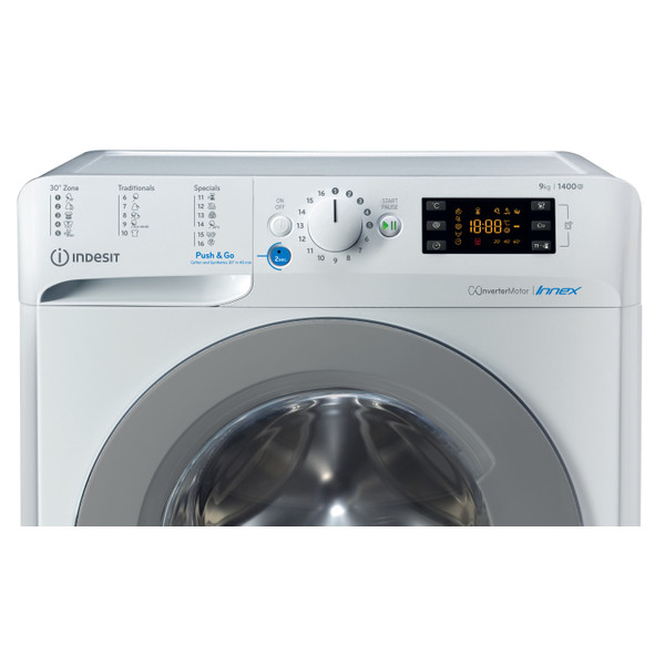 Indesit Perilica za rublje Samostojeći BWE 91485X WS EU N Bijela Prednje punjenje B Control panel