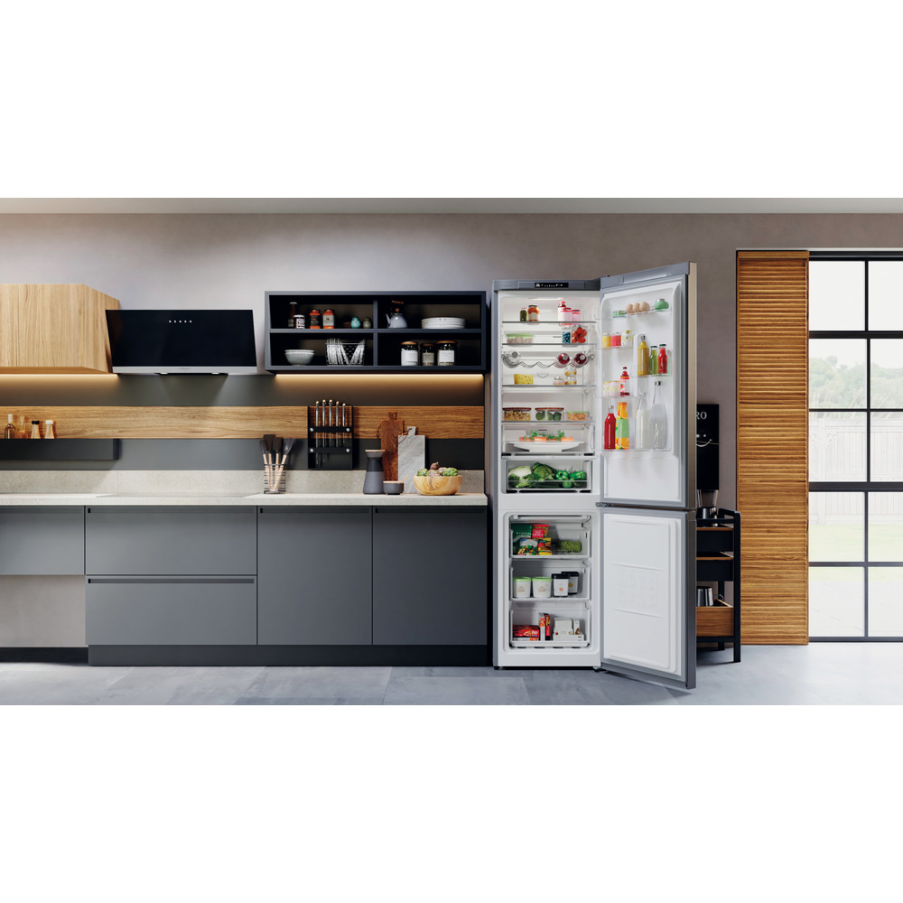 Bauknecht Køleskab/fryser kombination Fritstående KGN 20E2IN Saturn Steel 2 doors Lifestyle frontal open